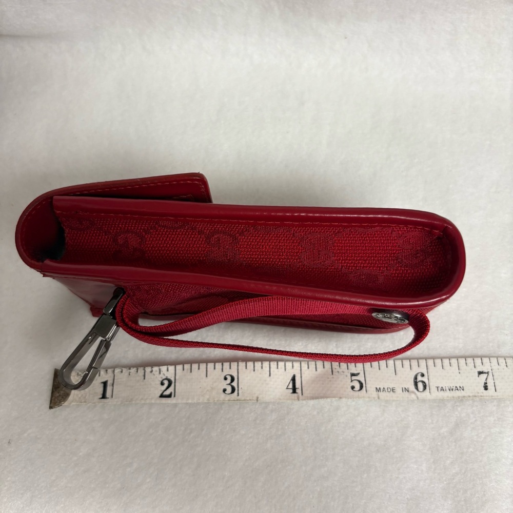 VTG GUCCI Red Belt Pouch Case GG Print Clip Old Cell Phone Pouch - Picture 14 of 15